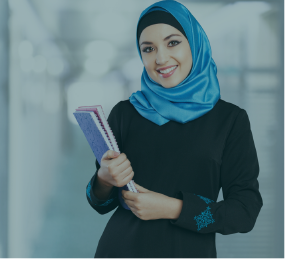 Woman holding notebooks